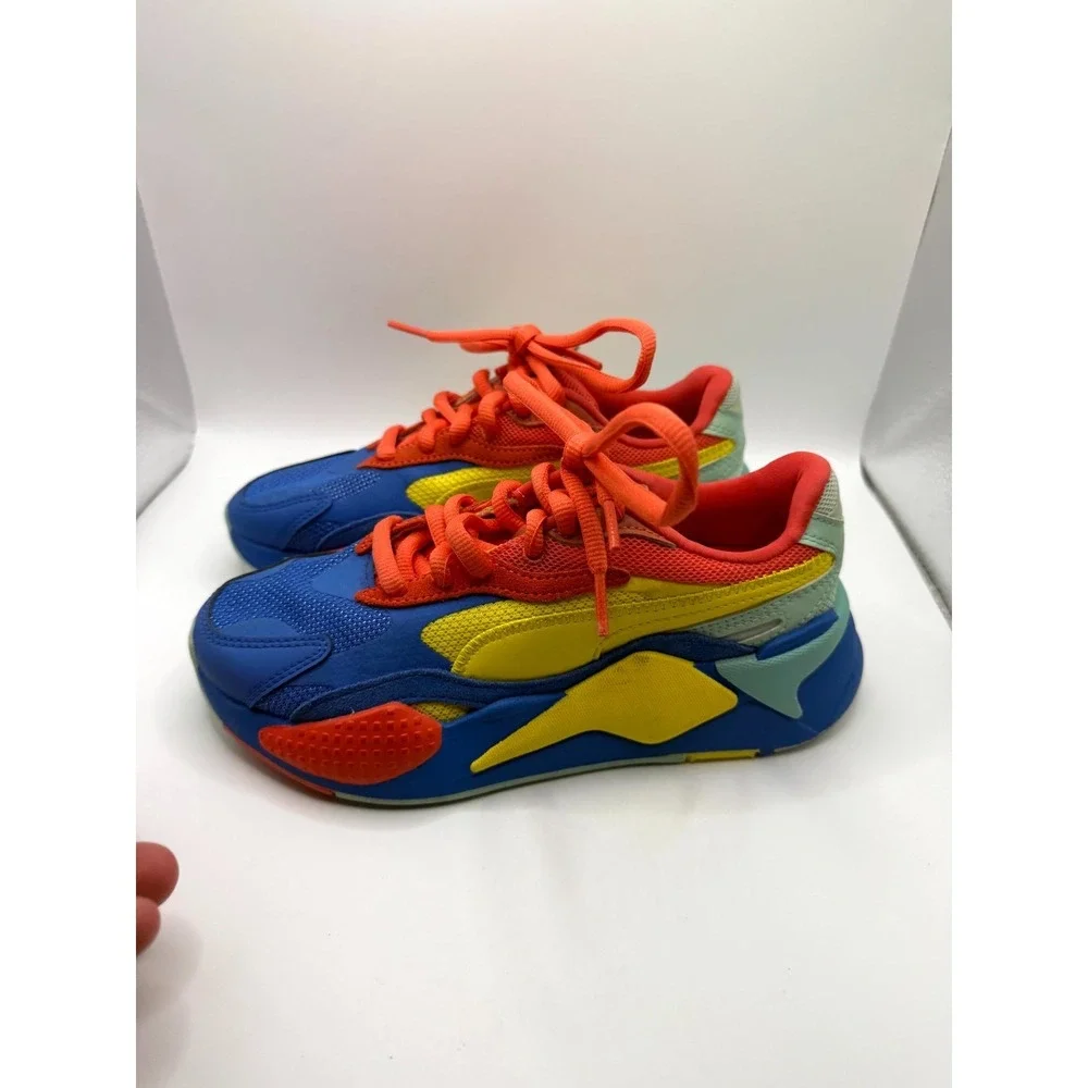 Puma RS-X3 372357-10 Kids 4 Sneakers Palace Blue Meadowlark Puzzle Running Shoes